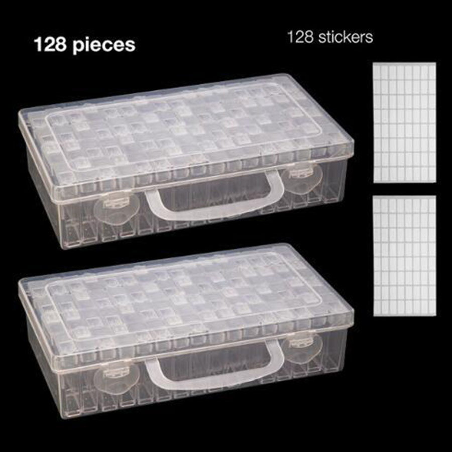28/ 64 Grids Plastic Box Organizer Medicine Case Diamond Painting Storage Box Embroidery Storage Case Jewelry Accessories Tools: 2pcs box