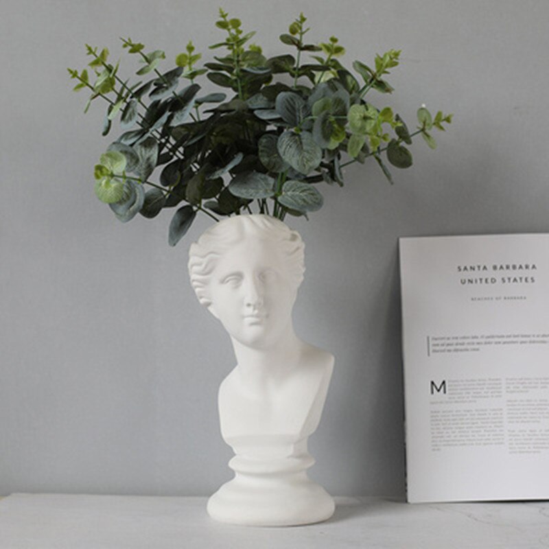 30CM Roman Mythology Venus Head Portraits Vase Bedroom Figure Statue Flower Arrangement Nordic Ornaments Flower Pot X1524
