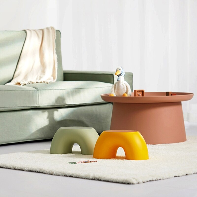 Taburete semicircular Simple para niños, banco pequeño de arcoíris, silla de Interior para el hogar, muebles de juguete, sofá de dormitorio Interior D