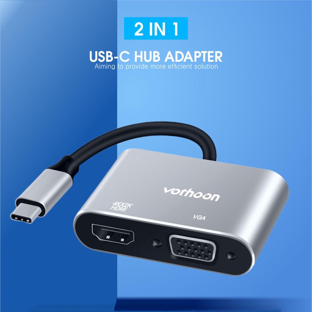 Vothoon USB Type C HUB to USB 3.0 HDMI USB HUB for MacBook Pro Air Huawei P30 Samsungs S10 S9 3 Port VGA Type C HUB