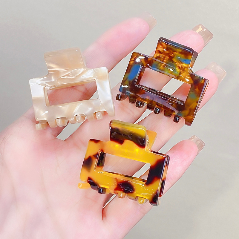 Nuevas mujeres tablero de ajedrez ámbar leopardo geométrico garra de pelo señora temperamento Mini Clip de pelo horquillas accesorio para el cabello de