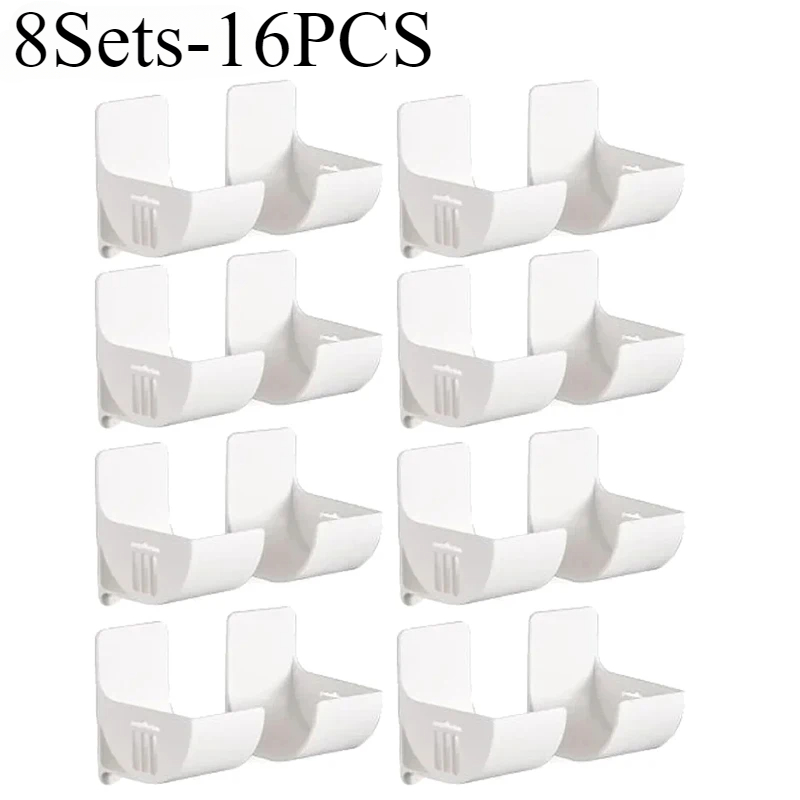 16PCSWall Mounted Non-Punch Storage Tray Kitchen Shelf Plastic Wrap Garbage Bag Refrigerator Side Bathroom Bedroom Storage Shelf