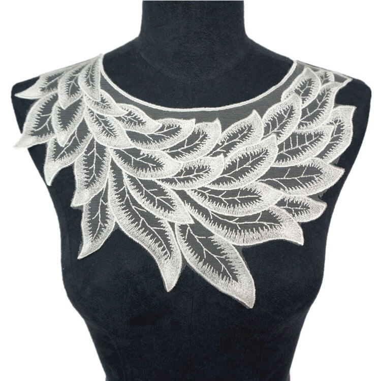 Wit Kant Kragen Stof Applicaties Mesh Geborduurde Versieringen Naai Op Patches Bruiloft Decoratie Jurk DIY: 5