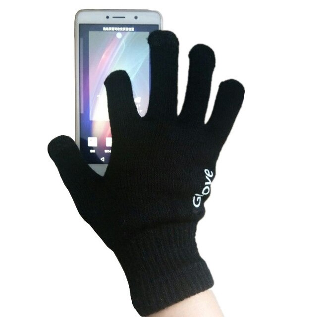 2 Pairs Zwart Unisex Handschoenen Kleurrijke Mobiele Telefoon Aangeraakt Handschoenen Mannen Vrouwen Winter Wanten Zwart Warm Smartphone Rijden Handschoen