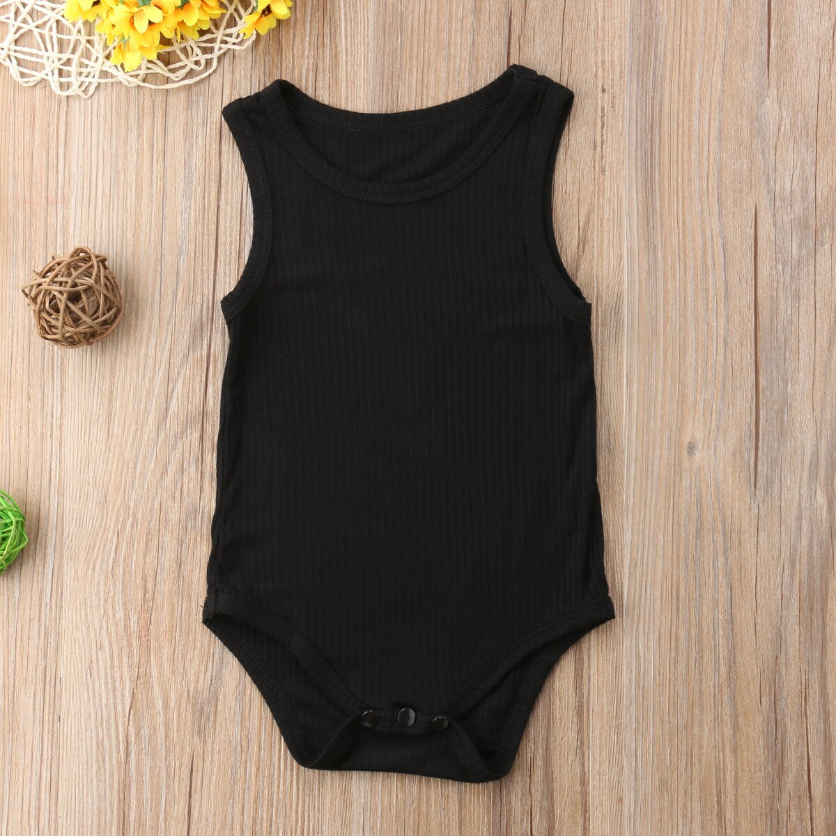 Baby Jongen Meisje romper katoen mouwloze gestreepte Zomer Romper Katoenen Kleding Outfits 0-24 m: Black / 24M