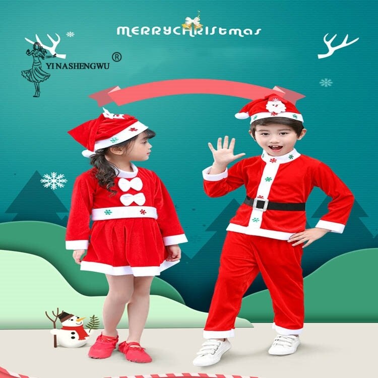 Meisje Kerst Outfit Kleding Set Jongens Jurken Pak Prestaties Kleding Kerst Kerstman Kids Kostuums Winter Kostuums