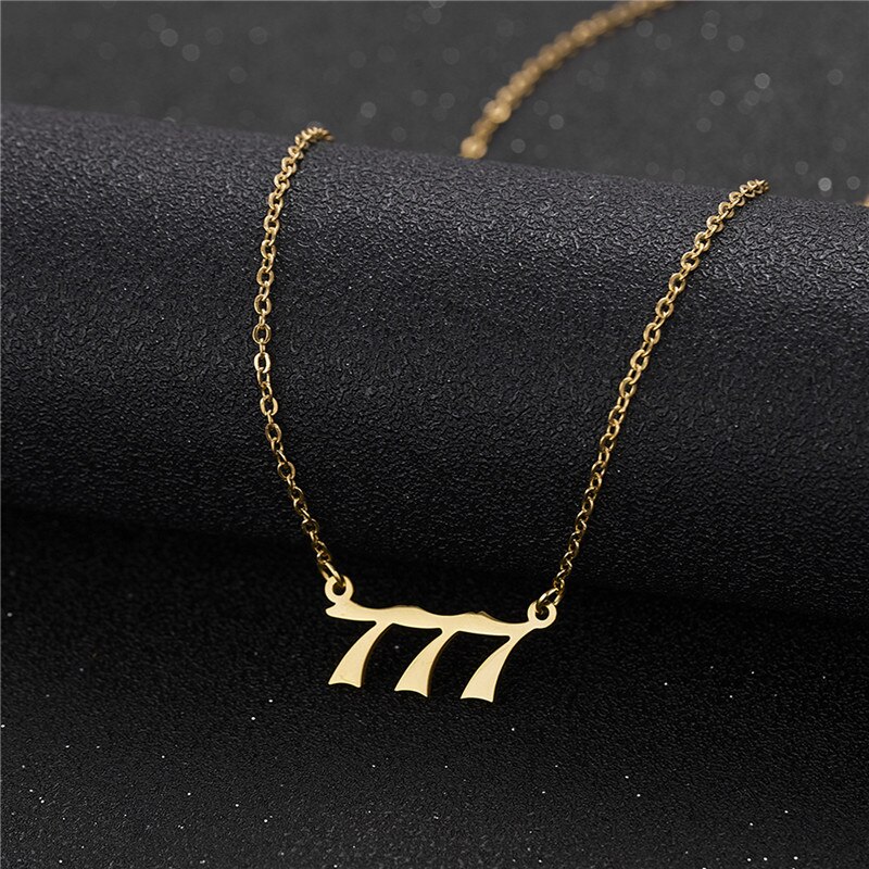 Stainless Steel Angel Number Necklace 111 222 333 444 555 666 777 888 999 For Women Men Lucky Number Chain Necklaces Jewelry