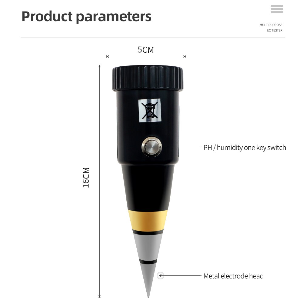 Soil Ph Moisture Meter Handheld Moisture Humidity Meter Ph Tester for Garden Soil Metal ProbeVT-05 10-80% Hygrometer 40% Off