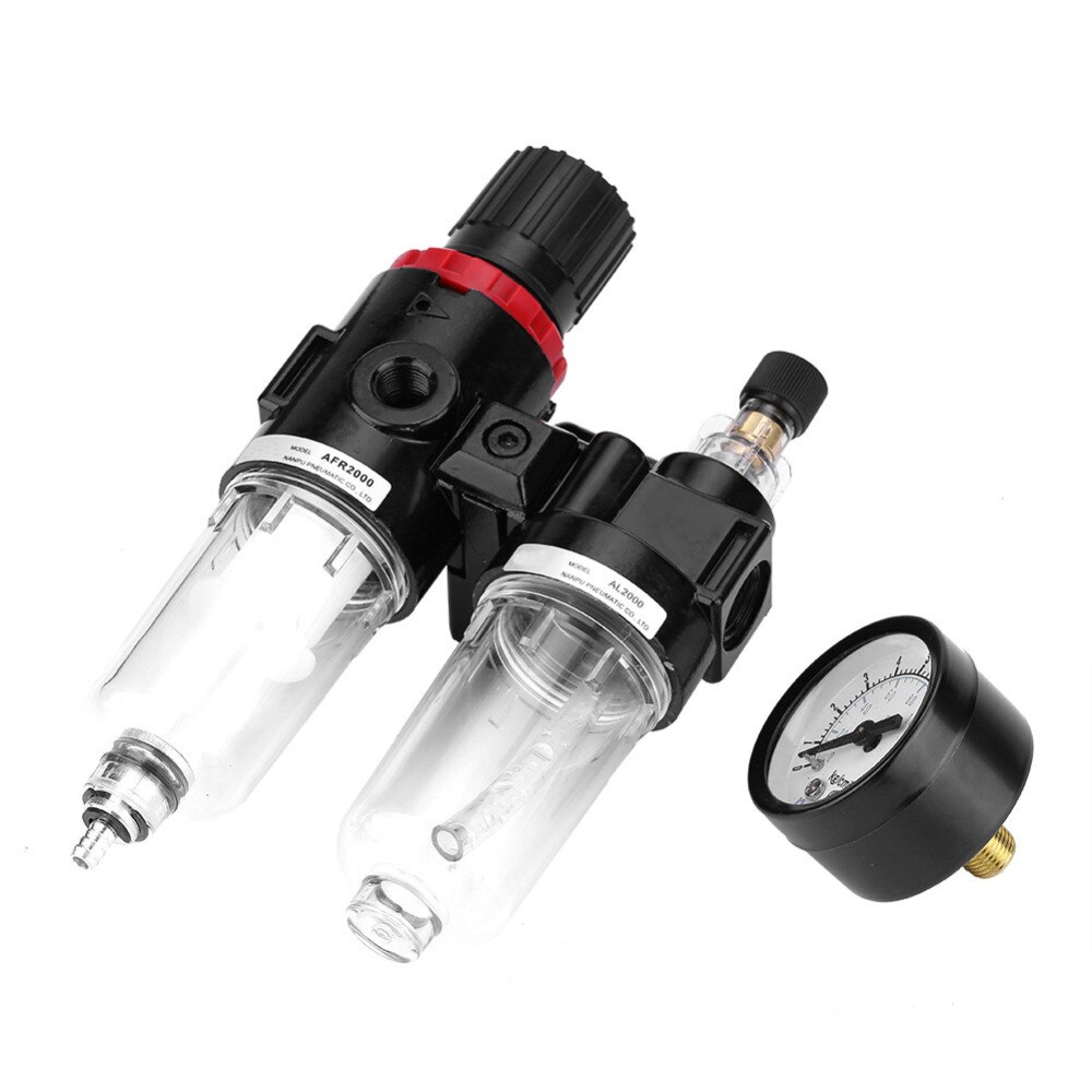 Air Compressor Water Trap 1/2 Inch Air Filter Regulator Lubricator Combo - Compressed Air Water Separator With Gauge For Tools Air Water Separator For Air Compressor