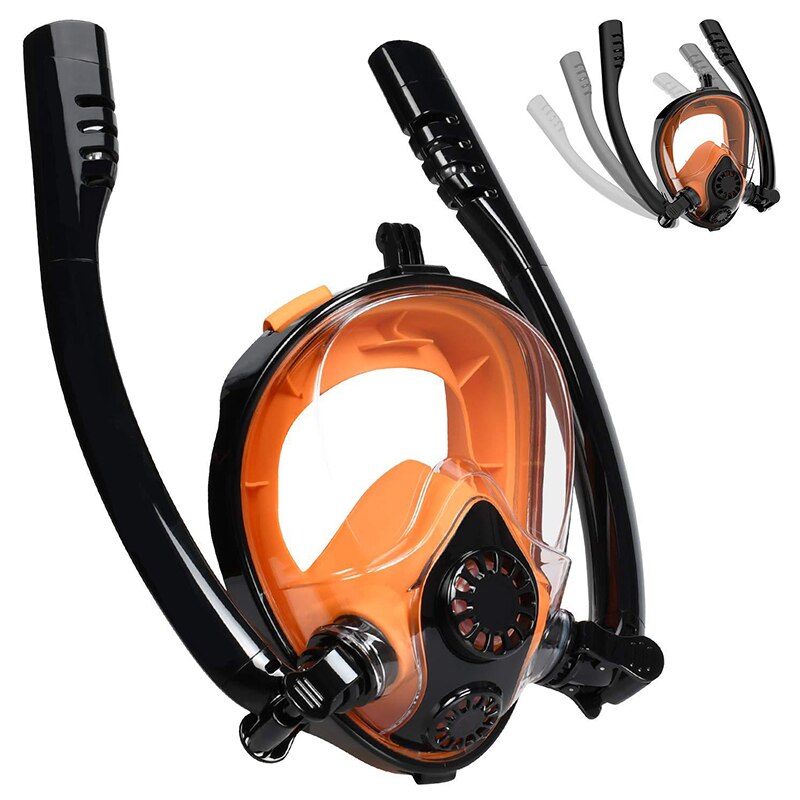 Double Tube Underwater Scuba Diving Mask Anti-Fog Snorkeling Full Face Swimming Mask Waterproof Spiral Mask for Adult Children