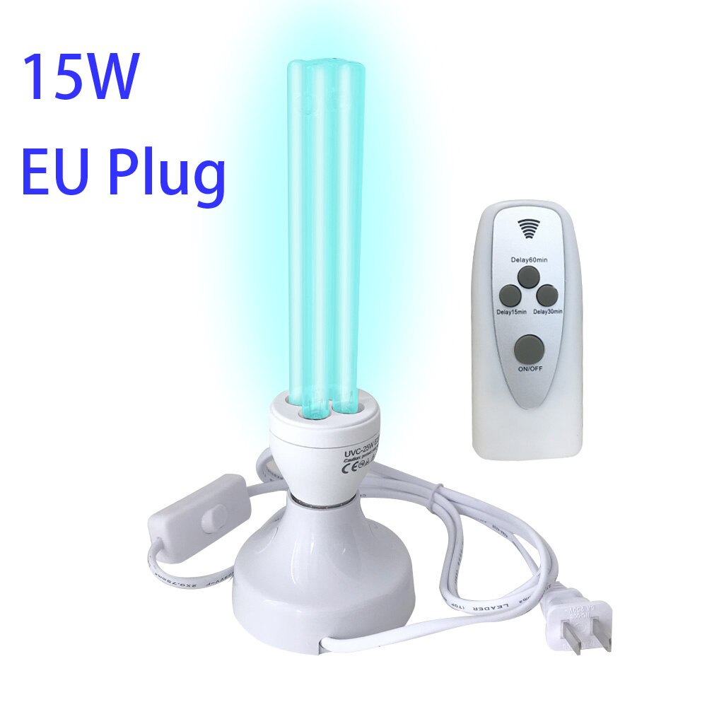 Ultraviolet led micro ozon desinfectielamp buislamp ultraviolette lampen + lamphouder us eu stekker 15w 20w e27 kwarts uv-licht: 15w eu