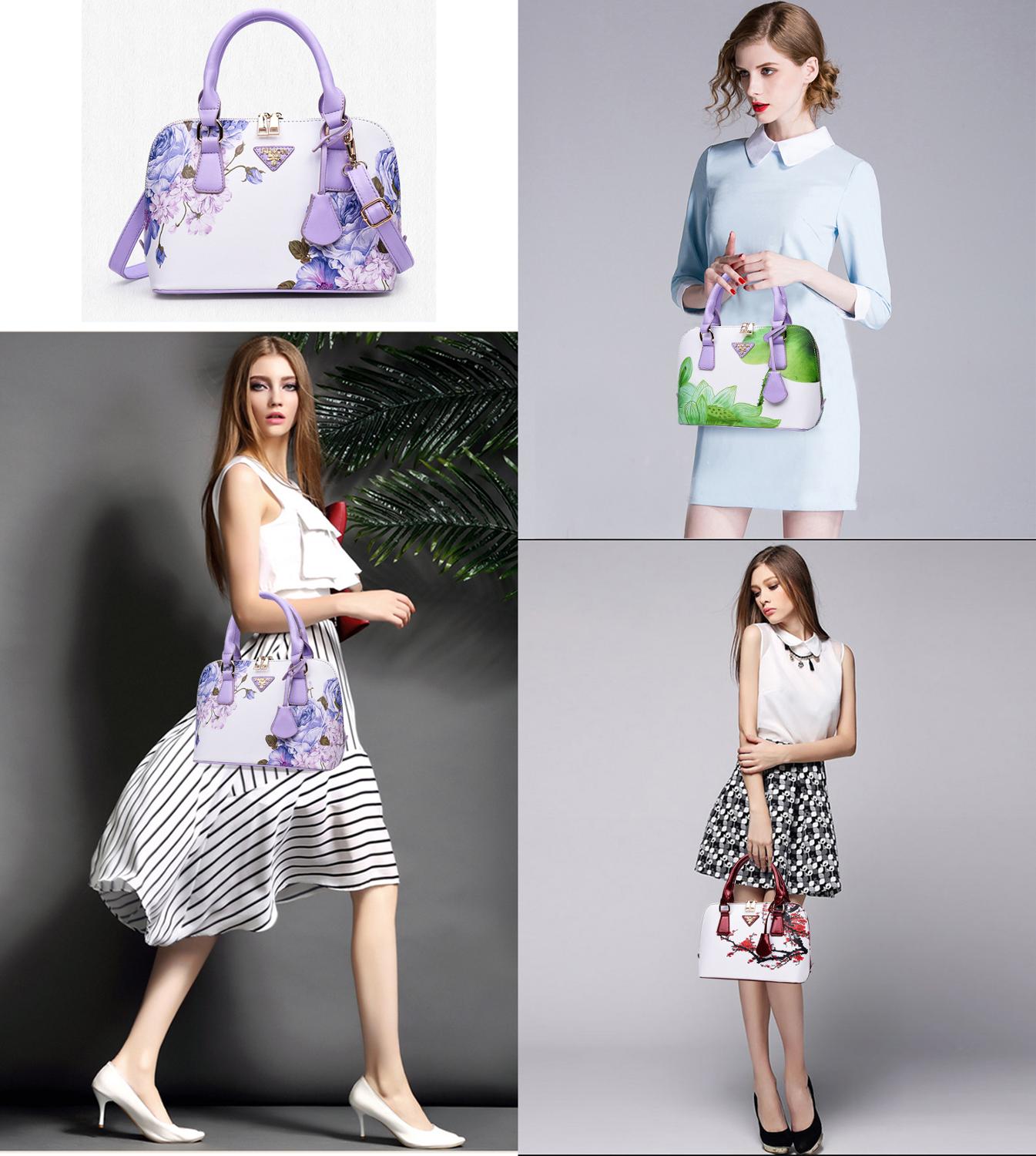 Zhierna kvinners pu lær håndvesker tote topp håndtak bag skulderveske for tenåringer jenter dame crossbody vesker blomstertrykk