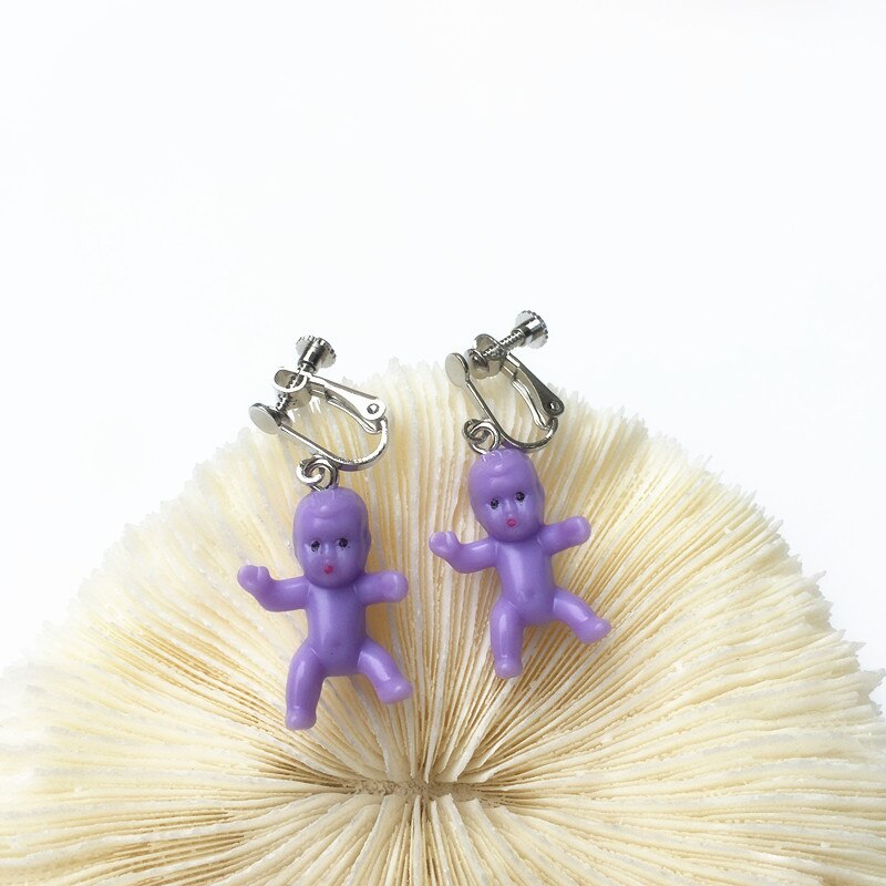 drôle bébé poupée forme coloré boucles d'oreilles pour femmes fille créative Harajuku Cool goutte boucles d'oreilles fête déclaration bijoux: Clip 5