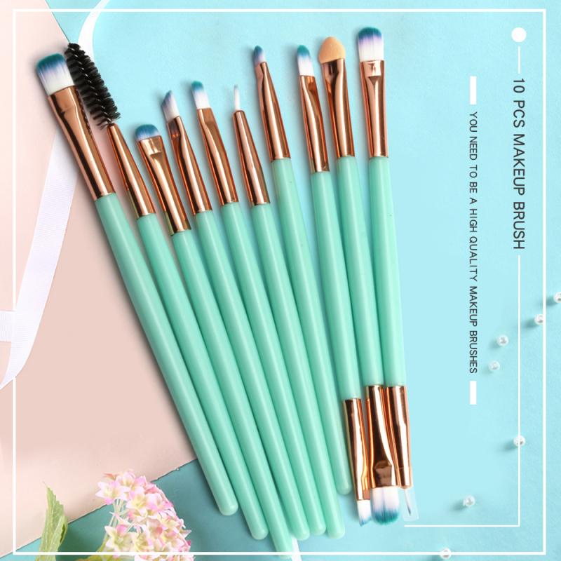 10 Stuks Make-Up Kwasten Set Eye Make-Up Kwasten Kit Oogschaduw Blending Eyeliner Wimper Wenkbrauw Borstel Make-Up Tool