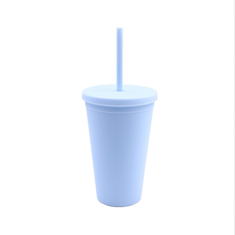 4 Colors Acrylic Reusable Double Wall Tumblers with Lids and Straws Thermal Insulation Straw Cup Coffee Water Cup