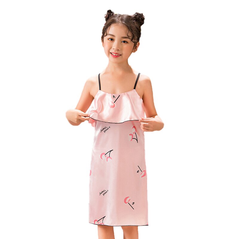 Été enfants enfant fille chemises de nuit dessin animé pyjama imprimé robes enfants sans manches décontracté és chemise de nuit robe de: C / 8T