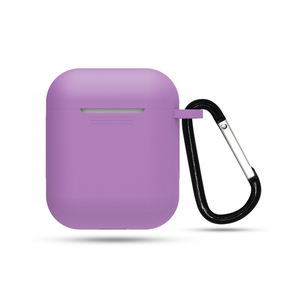 Con colgante hebilla de prueba auricular Anti-huella digital para los Airpods de silicona Bluetooth Headphone Set Anti-Otoño cinturón gancho caso: light purple