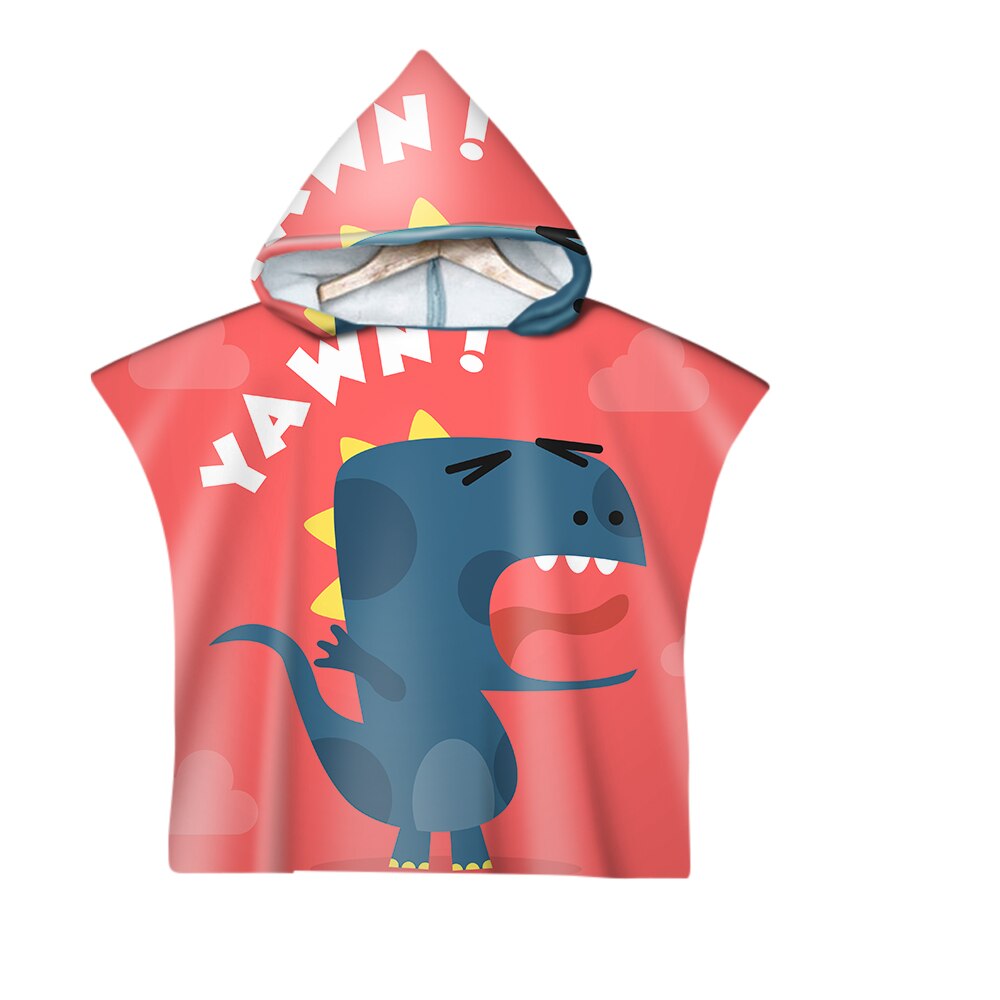 Leuke Dinosaurus Cartoon Kinderen Zwemmen Bad Hooded Mantel Strandlaken: 9