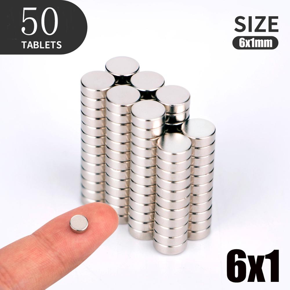 20 50 100PCS/Lot 4X2 5x2 6x1 6x2mm Magnet Small Round Magnet Strong magnets Rare Earth Neodymium Magnet: 50pcs(6x1)