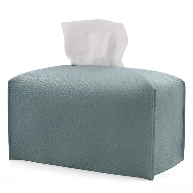 Tissue Box Cover Holder, Square Decoration Pu Leather Facial Tissues Case Roll Paper Dispenser For Bathroom Vanity Countertop: Blue-L