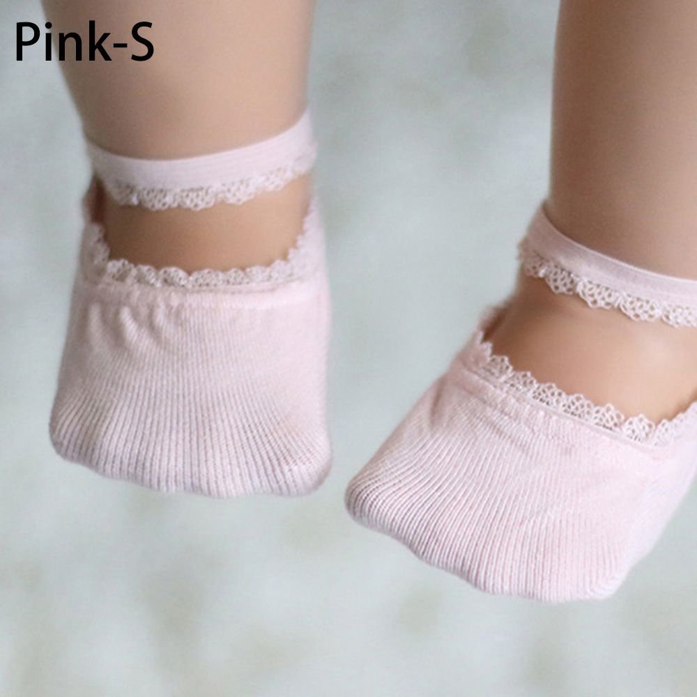 Baby Socks Newborn Socks Summer Lace Baby Socks Solid Color Princess Baby Girl Socks Infant Anti-slip Socks With Rubber Soles: pink / M