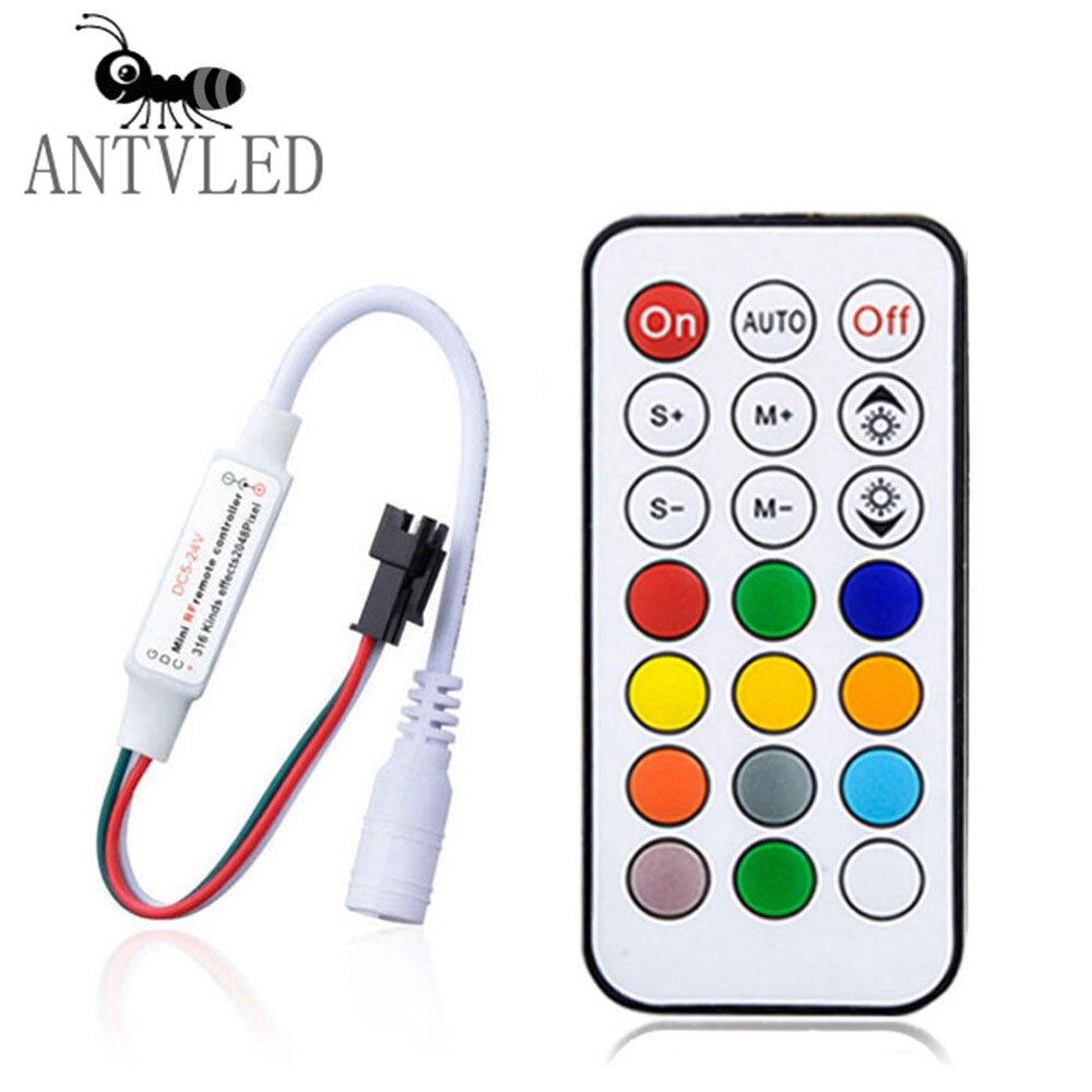 WS2812B WS2811 LED Pixel Streifen Licht Controller USB/DC Led Dimmer 3 Schlüssel RF 14/17/21 schlüssel Mit MINI Remote LED Controller DC5-24V: 21-RF-DC