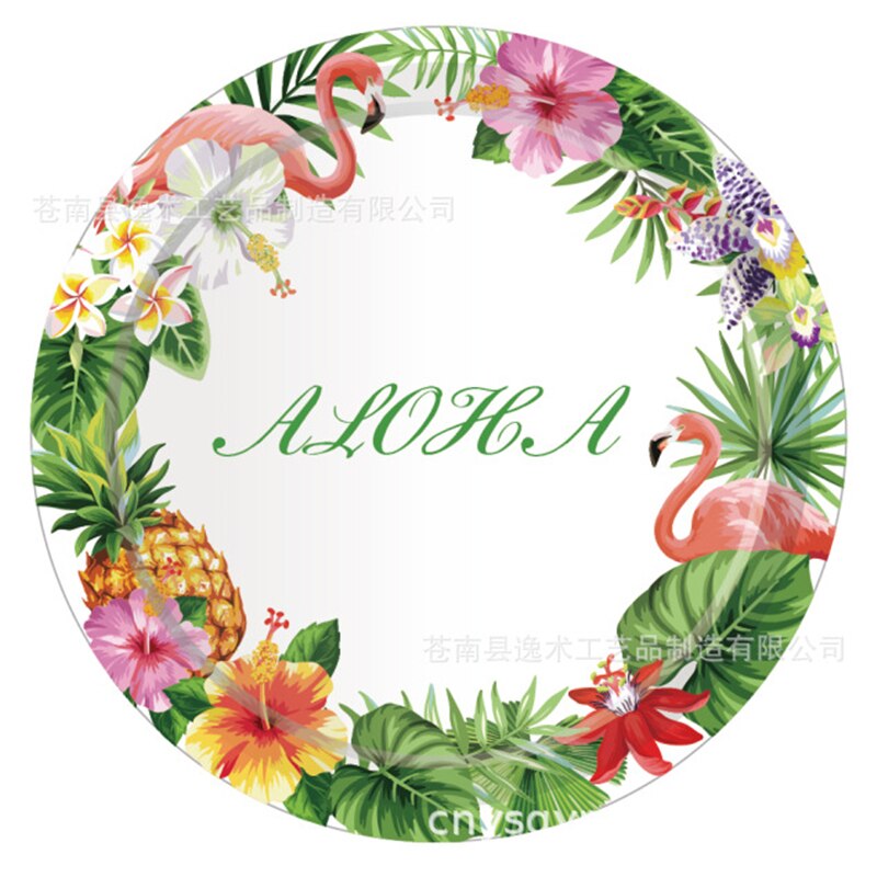 Flamingo Paper Plate Napkin Dispasable Tableware Hawaii Party Straw Cup Happy Birthday Party Decoration Aloha Hawaiian xx74: 9inch 8pcs