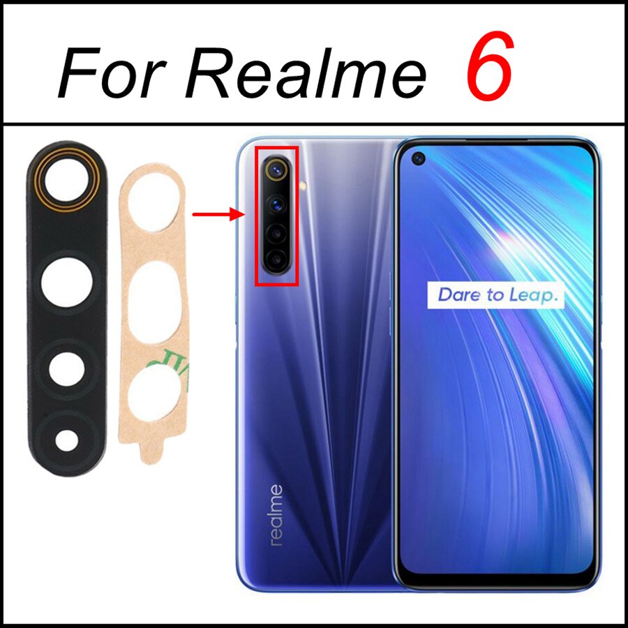 Tylna kamera szklana osłona obiektywu dla Realme 3 5 6 7 Pro globalnego 5i 5S 6i 7i Realme 8 5G główna kamera szkło wymiana + klej