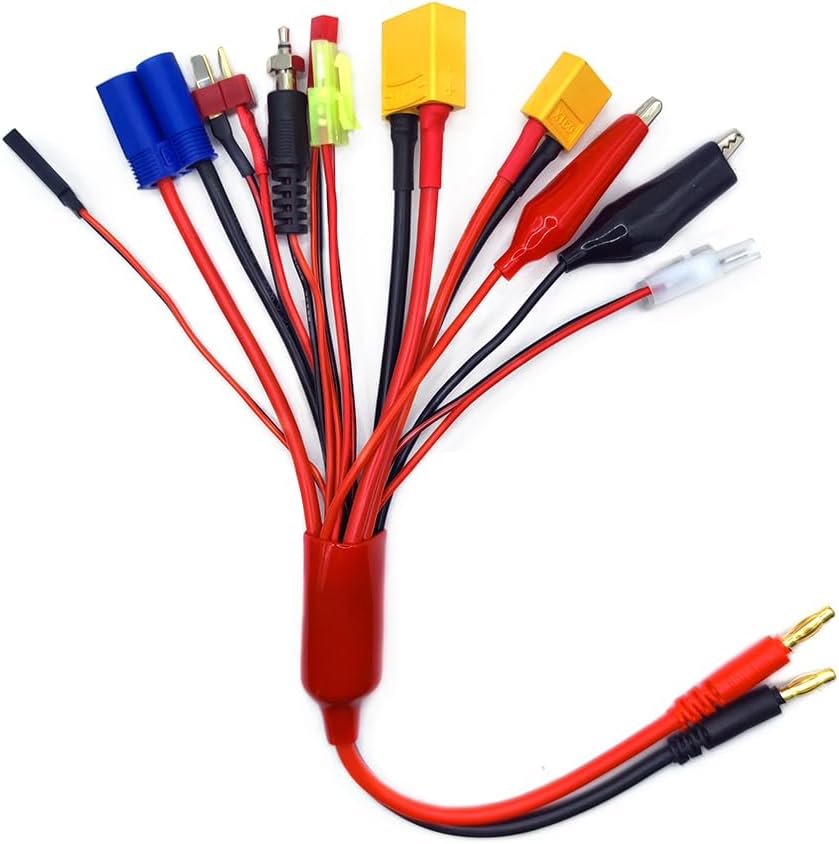 Adaptador de cargador múltiple de batería Lipo RC 10 en 1, Cable de plomo, conector Banana de 4,0mm a JST/T-Plug/XT60/XT90/EC5 para juguete XT60, XT90