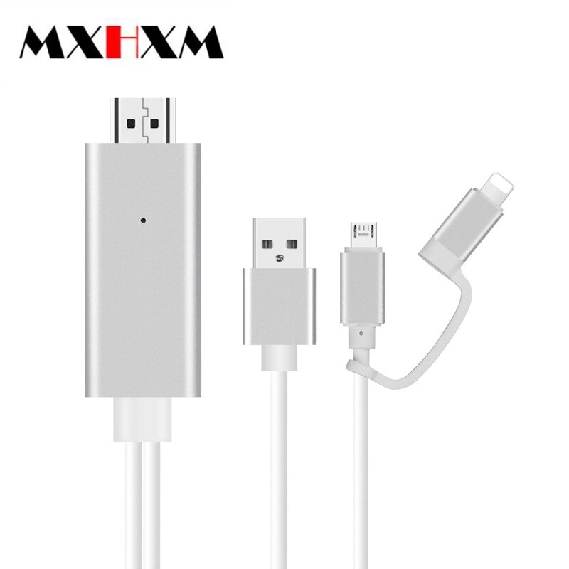 Mxhxm Voor Android Apple Combo Plug-En-Play Universal Hd Screen Synchroniseren Kabel Voor Iphone Naar Hdmi