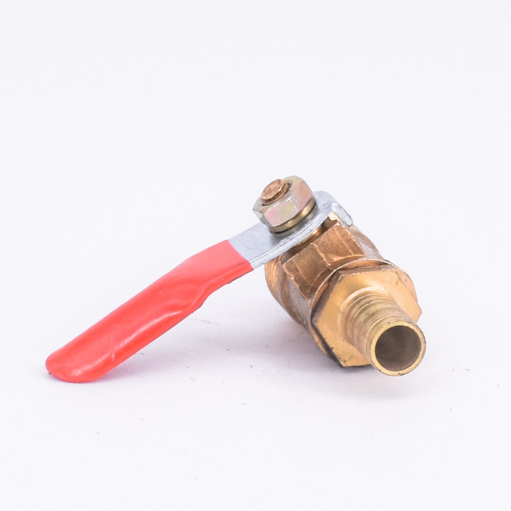 Messing 6/8/10/12 Mm Red Deurkruk Kogelkraan Slang Barb 1/8 "1/4'' 3/8 ''1/2'' Bsp Mannelijke Water Olie Flow Control Fitting