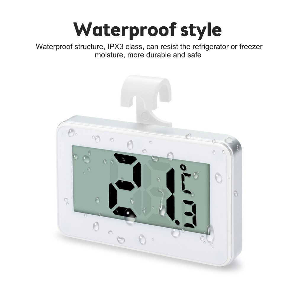 Digital kylskåpstermometer vattentät rumstermometer kylskåpslarm termometer hygrometer med krok konvertibel