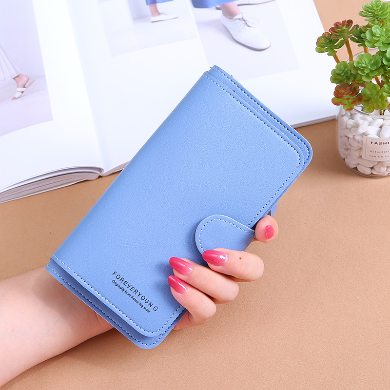 ¡Oferta! estilo ! Hebilla de cartera larga para mujer, cartera suave para teléfono móvil con tarjeta: Blue