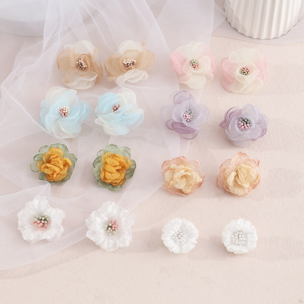 Neue Blume Ohrringe Frühling Sommer Super Gebühr Reise Hochzeit Polyester Blumen- Zucht Ohrringe Schmuck Für Frauen Mädchen