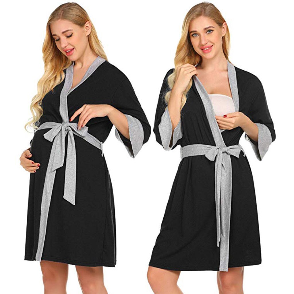 Camisola de maternidade enfermagem pijama, roupão de entrega de robe, camisola de amamentação, nuisette, femme