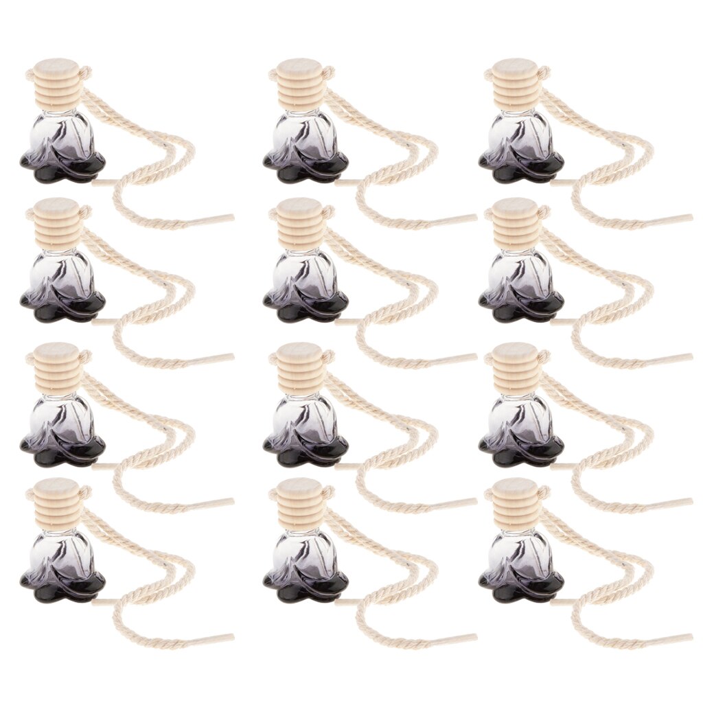 12 sztuk odświeżacz powietrza z nadrukiem w samochody wiszące dyfuzor butelka 10ml perfumy butelka na perfumy kwiat