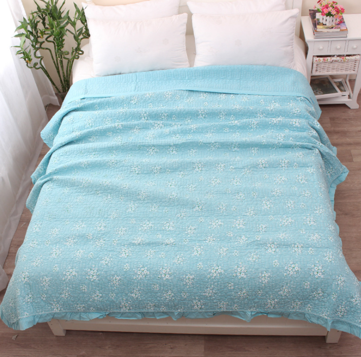 Katoen katoen zomer quilt zand wassen Filippijnse kant lotusblad airconditioning quilt dunne dekbed kleine bloemen zomer quilt: Licht Groen