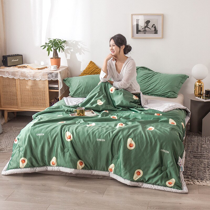 Summer Washing Silk Summer Hipster Printed Air Conditioning summer quilts Summer Cool Sense Thin Quilt: 180X200cm / White