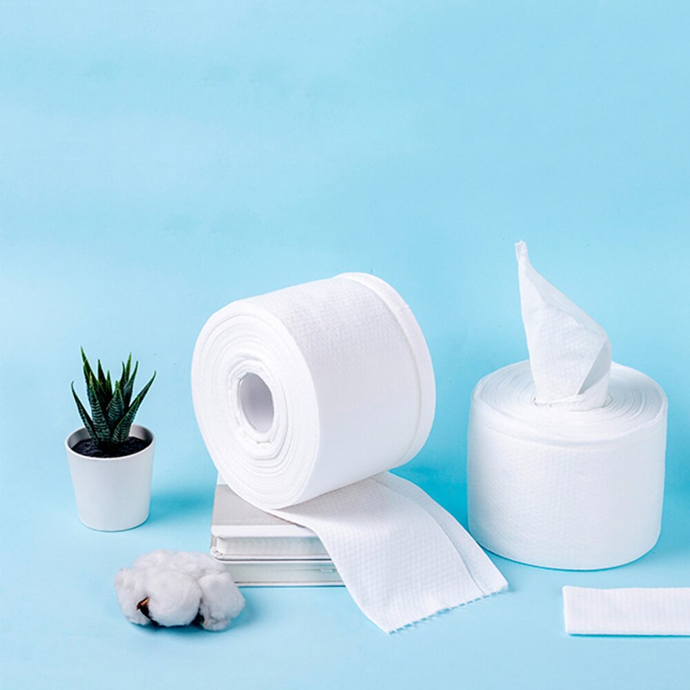Asciugamano monouso tessuto non tessuto salviette per il trucco del tessuto per il viso tamponi di cotone detergente per il viso struccante rotolo di carta velina