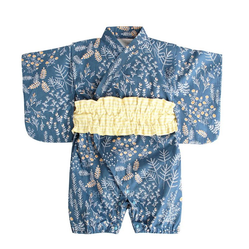 Yukata-Conjunto de ropa tradicional japonesa para niños, mono con estampado de animales, Kimono Retro asiático, mono Obi: Color7 / 90CM