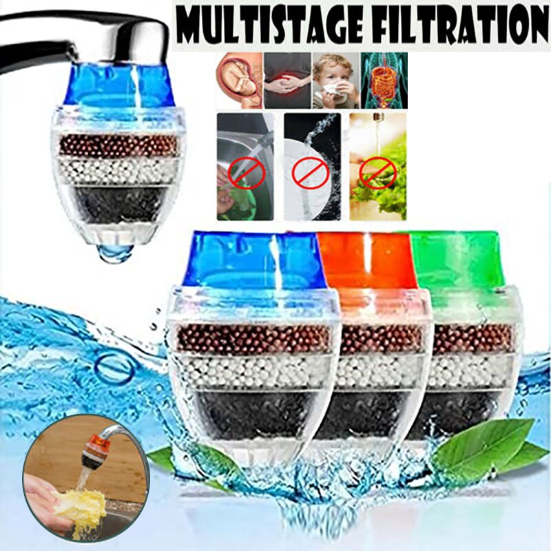 1pc Household Kitchen Home Carbon Faucet Mini Tap Water Clean Filter Water Purifier Activated Carbon Multilayer Water Filter