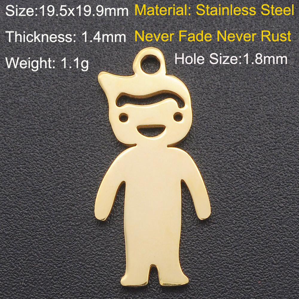 5 Stks/partij 316 Roestvrij Staal Jongen Meisje Familie Charm Hanger Dochter Bedels Voor Armband Maken Sieraden Hanger: orange