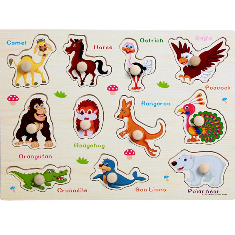 Wooden Puzzle Baby Kids Toddler Jigsaw English Alphabet Letters Animal DIY Learning Toys Children Birthday Christmas: 08 animalB