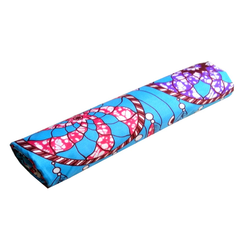 African Nigerian Wax Fabrics Ankara Polyester Print Sky-Blue Color Wax Fabric