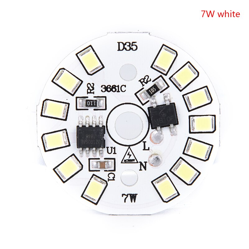 220V LED Bulb Patch Lamp SMD Plate Circular Module Light Source Plate For Bulb Light: 7w white