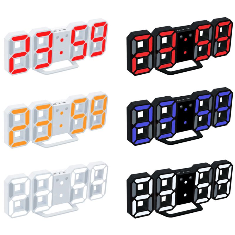 3D Morden LED Digital Wall Clock Table Desk Alarm Watch Durable Night Light Lamp X4YD