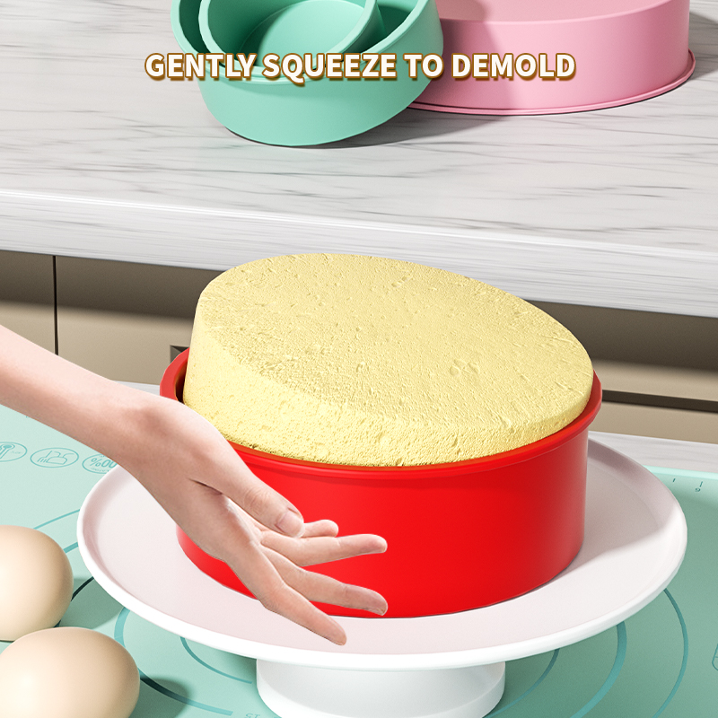 Runde Kuchenform – Silikon-Kuchenform zum Backen, antihaftbeschichtete Backform für Schichtkuchen, Käsekuchen und Schokoladenkuchen – 4" 6&q