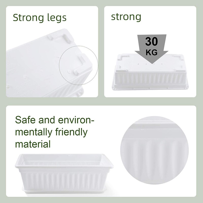 4 Pack Planting Pots with Trays with 20 Plant Labels, Plastic Rectangular Window Frame, Vegetable Planting Container Set