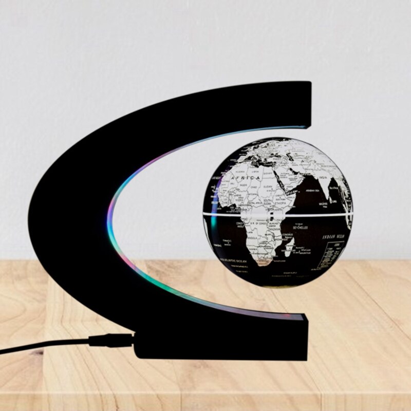 Floating Globe World Map Magnetic Levitation Globes C-Frame LED English Globe For Kids US Plug