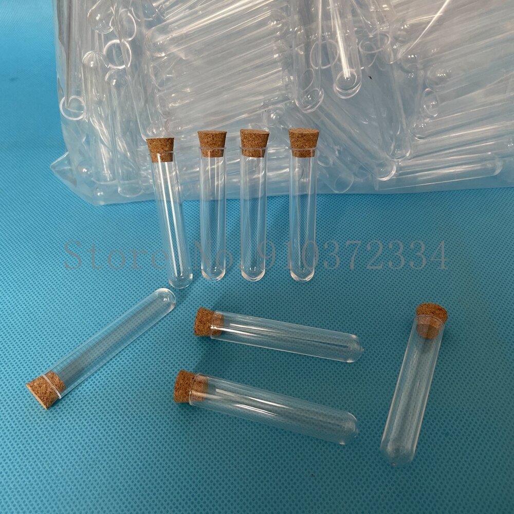 Tubes à essai en plastique Transparent avec bouchons, bouteille de bonbons de fête à fond rond, flacon de mariage, 100 pièces, 12x60mm